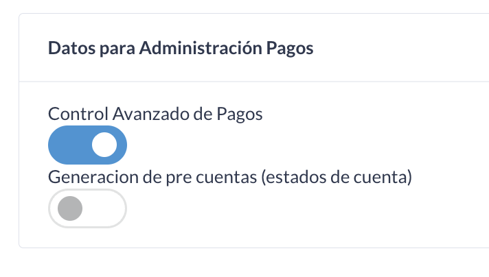 interruptor «Generación de pre cuentas (estados de cuenta)» en el perfil de la clínica.